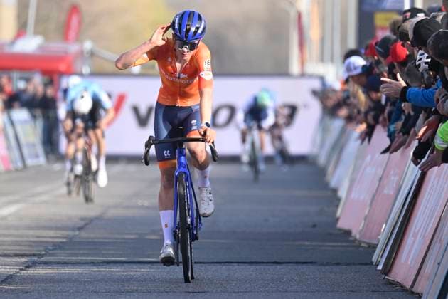 2025 UEC Cyclo-Cross EC - Men U23 MIDDELKERKE, BELGIUM - NOVEMBER 08 : Haverdings David (NED) celebrating his second place during the 2025 UEC Cyclo-Cross European Championships for Men U23 on November 08, 2025 in Middelkerke, Belgium, 08 11 2025 Middelkerke Belgium  Copyright: xNicoxVereeckenx
