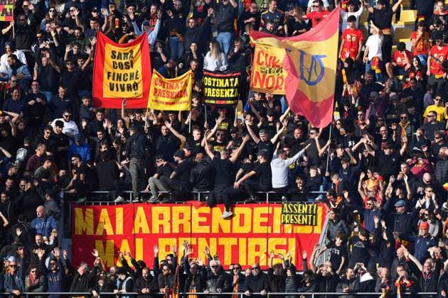 Lecce s fans and supporters during the Serie A Enilive soccer matchday 11 between US Lecce and Hellas Verona FC at the Via del Mare Stadium in Lecce, Italy, Saturday, November 8, 2025. (Credit Image: Giovanni Evangelista LaPresse)  Copyright: xGiovannixEvangelista LaPressex