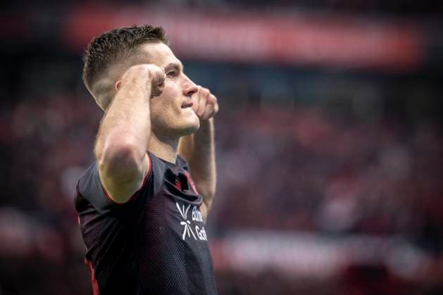 LEVERKUSEN, GERMANY - NOVEMBER 8: Patrik Schick (Bayer 04 Leverkusen, 14) celebrates the first goal 1:0 during the Bundesliga match (gameday 10) between Bayer 04 Leverkusen vs. 1. FC Heidenheim at BayArena on November 8, 2025 in Leverkusen, Germany. (Photo by Axel Kohring Beautiful Sports) DFL REGULATIONS PROHIBIT ANY USE OF PHOTOGRAPHS AS IMAGE SEQUENCES AND OR QUASI-VIDEO. Nordrhein-Westfalen Germany Copyright: xBEAUTIFULxSPORTS AxelxKohringx