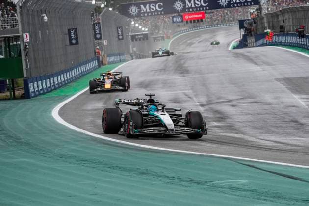 Formula 1 MSC Cruises Grande Prêmio de São Paulo 2025 Remy Midez OVERTAKE MAXPPP - São Paulo 08 11 2025 63 RUSSELL George (gbr), Mercedes-AMG PETRONAS F1 Team, action at the Formula 1 MSC Cruises Grande Prêmio de São Paulo 2025, the 21st round of the 2025 FIA Formula 1 World Championship, WM, Weltmeisterschaft at the Autódromo José Carlos Pace in São Paulo, interlaces, Brazil, from 6 to 9 November 2025 São Paulo Brazil  Copyright: xOVERTAKE MAXPPPxRemyxMidezx OVT202511085424 OVT202511085424