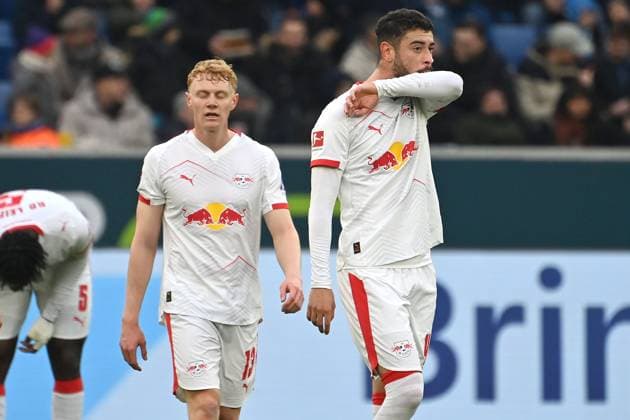 Romulo CARDOSO (L),li: Nicolas SEIWALD (L), Enttaeuschung,Frust,enttaeuscht, frustriert,niedergeschlagen,Aktion. Fussball 1. Bundesliga Saison 2025 2026, 10.Spieltag, Spieltag10 TSG 1899 Hoffenheim - RB Leipzig am 08.11.2025 PreZero ARENA.