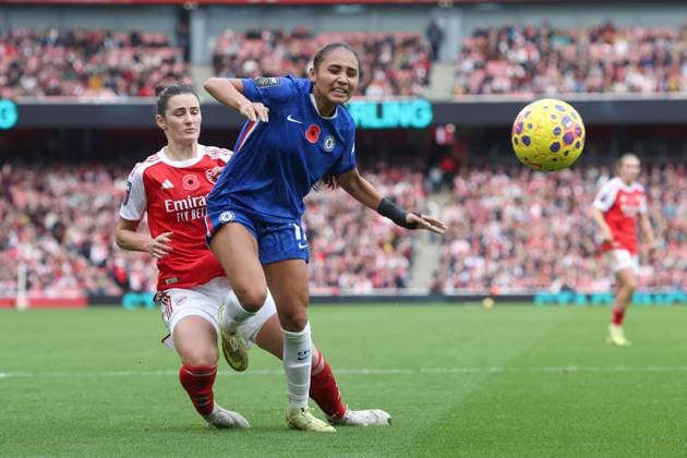 Womens Super League Arsenal v Chelsea 08 November 2025 London - Women™s Super League Football - Arsenal v Chelsea - Alyssa Thompson of Chelsea. (Photo by Mark Leech). London UK Copyright: xMarkxLeechxOffside