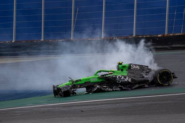 SAO PAULO, BRAZIL: Gabriel Bortoleto, racing for the Stake F1 Team team during the 2025 Formula 1 Sao Paulo Grand Prix at the Interlagos Circuit in Sao Paulo, Brazil