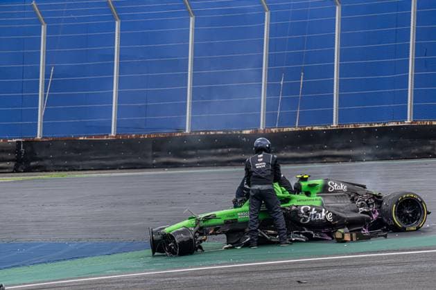 SAO PAULO, BRAZIL: Gabriel Bortoleto, racing for the Stake F1 Team team during the 2025 Formula 1 Sao Paulo Grand Prix at the Interlagos Circuit in Sao Paulo, Brazil