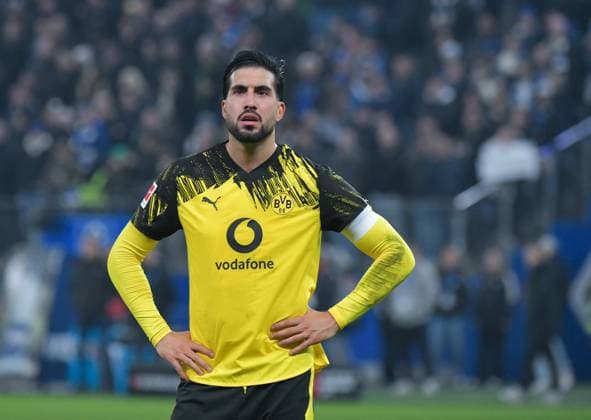 08.11.2025, xblx, Fussball 1.Bundesliga, Hamburger SV - Borussia Dortmund v.l. Dortmund enttaeuscht, enttaeuscht schauend, dissapointed, Enttäuschung, Enttaeuschung , Emre Can (Borussia Dortmund) (DFL DFB REGULATIONS PROHIBIT ANY USE OF PHOTOGRAPHS as IMAGE SEQUENCES and or QUASI-VIDEO) Hamburg