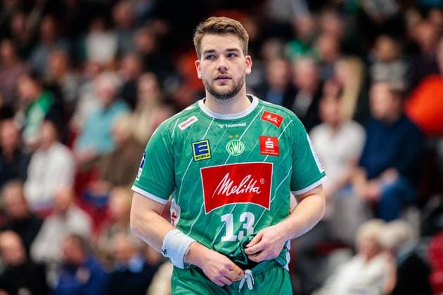 Ian Weber (GWD Minden, 13) GER, GWD Minden vs. MT Melsungen, Handball, 1. Bundesliga, 11. Spieltag, Spielzeit 2025 2026, 08.11.2025 GER, GWD Minden vs. MT Melsungen, Handball, 1. Bundesliga, 11. Spieltag, Spielzeit 2025 2026, 08.11.2025 Luebbecke Copyright: xEibner-Pressefoto JanxRollingerx EP_JSK