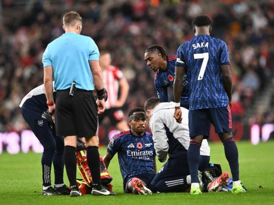 Jurrien Timber of Arsenal gets treatment after going down injured Sunderland v Arsenal, Premier League, Football, Stadium of Light, Sunderland, UK - 08 Nov 2025Sunderland Stadium of Light United Kingdom EDITORIAL USE ONLY No use with unauthorised audio, video, data, fixture lists, club league logos or live services. Online in-match use limited to 120 images, no video emulation. No use in betting, games or single club league player publications.  Copyright: xRichardxLee Shutterstockx 15702163aa