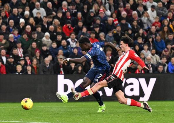 Chemsdine Talbi of Sunderland scores their first goal Sunderland v Arsenal, Premier League, Football, Stadium of Light, Sunderland, UK - 08 Nov 2025Sunderland Stadium of Light United Kingdom EDITORIAL USE ONLY No use with unauthorised audio, video, data, fixture lists, club league logos or live services. Online in-match use limited to 120 images, no video emulation. No use in betting, games or single club league player publications.  Copyright: xRichardxLee Shutterstockx 15702163as