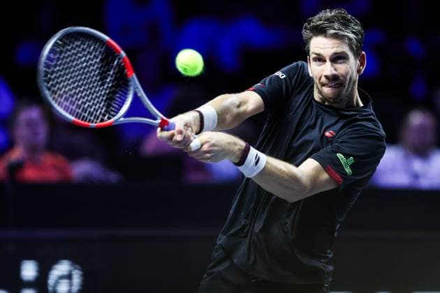 Moselle Open : tournoi de tennis, à Metz PHOTOPQR LE REPUBLICAIN LORRAIN Hugo AZMANI ; Metz ; 08 11 2025 ; Moselle Open : 22e édition du tournoi de tennis, aux Arènes, à Metz Cameron Norrie (GBR), lors de son match en Finale contre Learner Tien Metz Moselle Lorraine France  Copyright: xPHOTOPQR LExREPUBLICAINxLORRAIN xHugoxAZMANIx 20251108RBL6441 20251108RBL6441