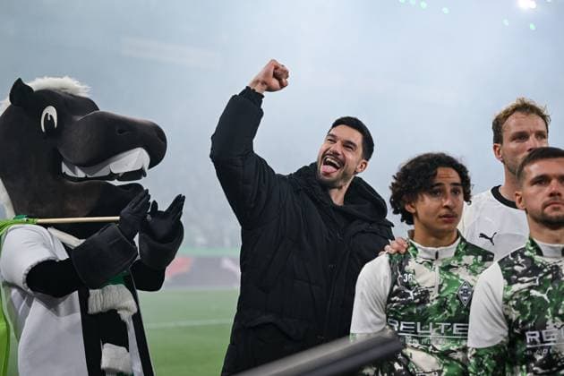 08.11.2025, Fussball, 1. Bundesliga, 11. Spieltag Saison 2025 2026, Borussia Mönchengladbach - 1. FC Köln, Tim Kleindienst (Borussia Mönchengladbach) freut sich über den Derbysieg, xRHR-FOTO TKx Copyright: RHR-FOTOx RHR-FOTO TK