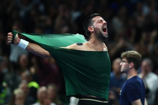 Hellenic Championship ATP, Tennis Herren 250 Final - Novak Djokovic of Serbia react during the Hellenic Championship ATP 250 final tennis match held in OAKA Stadium in Athens, Greece, 8 November 2025. IMAGO ONE INCH PRODUCTIONS ATHENS Greece Copyright: xONExINCHxPRODUCTIONSx 6725739