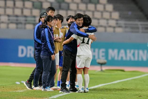 The palyers of Korea DPR U-17 celebrates the goal of 2-0 the FIFA U17, U 17 Women s World Cup Morocco 2025, 1st - 2nd place match between Korea DOR and Netherlands in Rabat, Morocco, on November 8, 2025, at the Olympic Stadium  Copyright: xAndreaxAmato IPAxSportx xipa-agency.netx xx IPA_67711985 IPA_Agency_IPA67711985