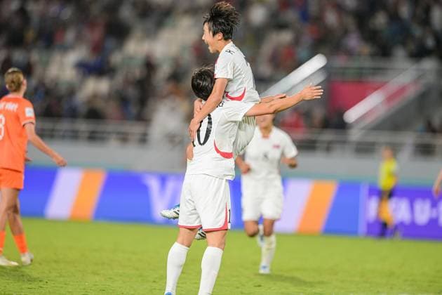 7 Ri R. Ui Gyong (Midfielder) of Korea DPR U-17 celebrates the goal of 3-0 the FIFA U17, U 17 Women s World Cup Morocco 2025, 1st - 2nd place match between Korea DOR and Netherlands in Rabat, Morocco, on November 8, 2025, at the Olympic Stadium  Copyright: xAndreaxAmato IPAxSportx xipa-agency.netx xx IPA_67712104 IPA_Agency_IPA67712104