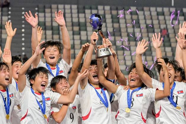 Korea DPR celebrates winning the World Cup by raising the cup the FIFA U17, U 17 Women s World Cup Morocco 2025, 1st - 2nd place match between Korea DOR and Netherlands in Rabat, Morocco, on November 8, 2025, at the Olympic Stadium  Copyright: xAndreaxAmato IPAxSportx xipa-agency.netx xx IPA_67718848 IPA_Agency_IPA67718848