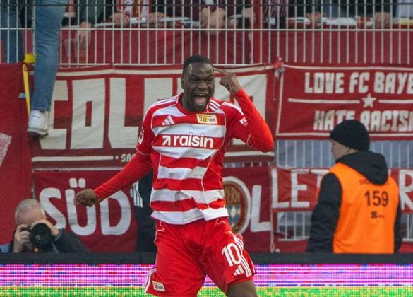 Fußball, Herren, Saison 2025 2026, 1. Bundesliga (10. Spieltag), 1. FC Union Berlin - FC Bayern München, Ilyas Ansah (1. FC Union), Jubel nach wegen Abseits aberkannten Tor zum 1:0, 08.11.2025, Copyright: xMatthiasxKochx