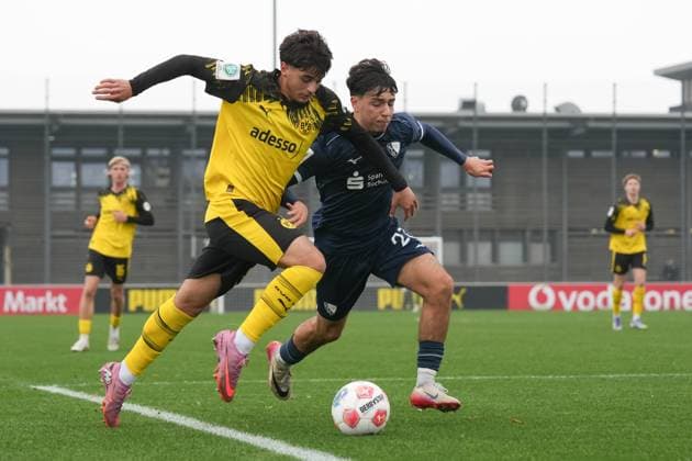 Sonntag, 09.11.2025 Saison 2025 2026 Achtelfinale DFB-Pokal der Junioren im BVB Fußballpark Hohenbuschei, Dortmund, Germany. BV Borussia Dortmund U19 - VfL Bochum U19. Ahmad Najdi (BVB)