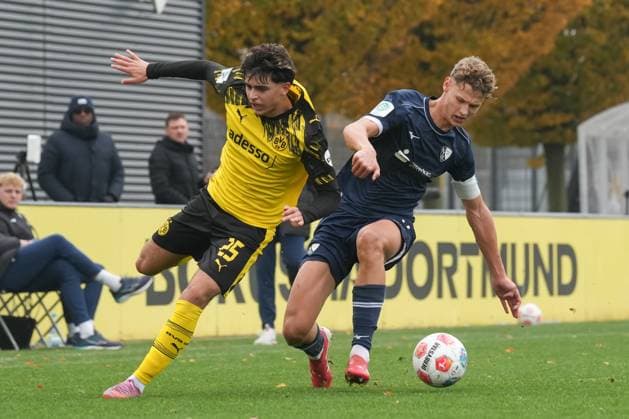 Sonntag, 09.11.2025 Saison 2025 2026 Achtelfinale DFB-Pokal der Junioren im BVB Fußballpark Hohenbuschei, Dortmund, Germany. BV Borussia Dortmund U19 - VfL Bochum U19. Ahmad Najdi (BVB)