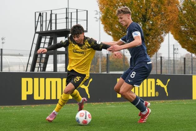 Sonntag, 09.11.2025 Saison 2025 2026 Achtelfinale DFB-Pokal der Junioren im BVB Fußballpark Hohenbuschei, Dortmund, Germany. BV Borussia Dortmund U19 - VfL Bochum U19. Ahmad Najdi (BVB)