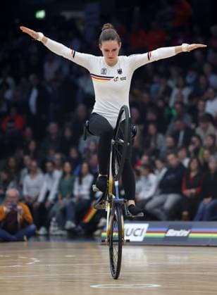 BAU 09.11.2025 Göppingen Kunstrad UCI Hallenrad WM 2025, Single Woman Qualification, v.l. Veronika Koch (GER)
