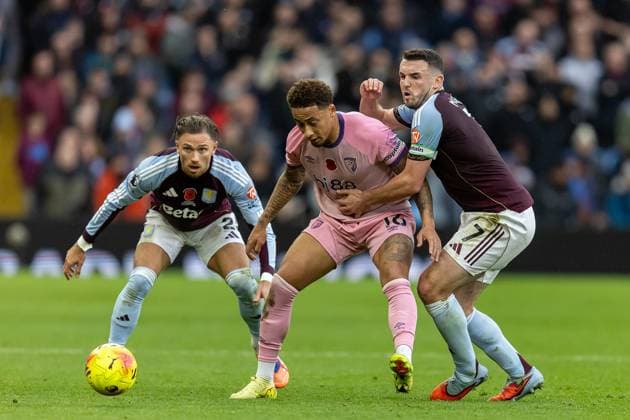 Aston Villa v Bournemouth Premier League 09 11 2025. Bournemouth midfielder Marcus Tavernier (16) battles for possession with Aston Villa midfielder John McGinn (7) during the Premier League match between Aston Villa and Bournemouth at Villa Park, Birmingham, England on 9 November 2025. Editorial use only DataCo restrictions apply See www.football-dataco.com , Copyright: xManjitxNarotrax PSI-23205-0022
