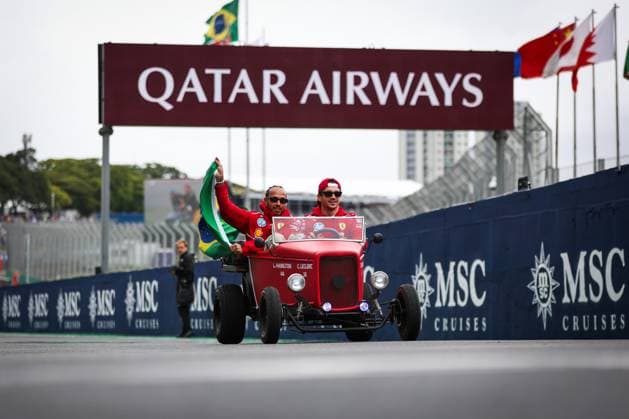 F1 - SAO PAULO GRAND PRIX 2025 drivers parade 44 HAMILTON Lewis (gbr), Scuderia Ferrari SF-25, 16 LECLERC Charles (mco), Scuderia Ferrari SF-25, portrait during the 2025 Formula 1 Grande Premio de Sao Paulo, 2025 Sao Paulo Grand Prix, 21th round of the 2025 FIA Formula One World Championship, WM, Weltmeisterschaft from November 7 to 9, 2025 on the Interlagos, in Sao Paulo, Brazil - Sao PauloBrazil Copyright: xANTONINxVINCENTx
