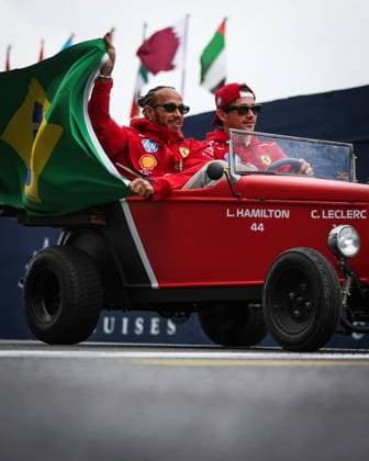 F1 - SAO PAULO GRAND PRIX 2025 drivers parade 44 HAMILTON Lewis (gbr), Scuderia Ferrari SF-25, 16 LECLERC Charles (mco), Scuderia Ferrari SF-25, portrait during the 2025 Formula 1 Grande Premio de Sao Paulo, 2025 Sao Paulo Grand Prix, 21th round of the 2025 FIA Formula One World Championship, WM, Weltmeisterschaft from November 7 to 9, 2025 on the Interlagos, in Sao Paulo, Brazil - Sao PauloBrazil Copyright: xANTONINxVINCENTx