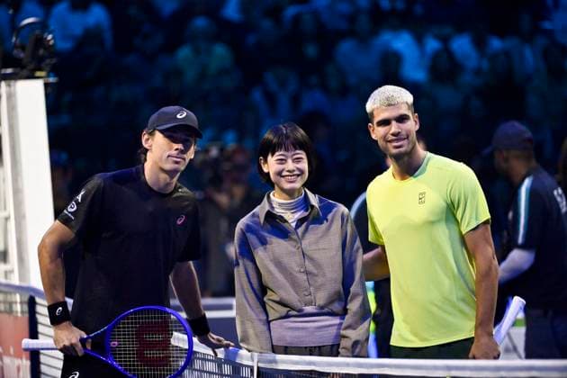 November 9, 2025: Carlos Alcaraz of Spain against Alex de Minaur of Australia during their Men s Single s Nitto ATP, Tennis Herren Finals match during day one of the Nitto ATP Finals at Inalpi Arena on November 9, 2025 in Turin, Italy. - ZUMAg210 20251109_abp_g210_029 Copyright: xStefanoxGuidix