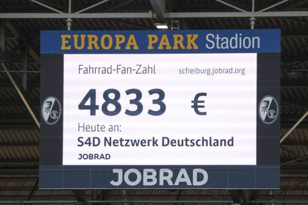 1. Bundesliga: SC Freiburg vs FC St. Pauli, 09.11.2025 Fahrrad-Fan-Zahl 1. Bundesliga: SC Freiburg vs FC St. Pauli, Europa-Park-Stadion, 09.11.2025 DFB DFL REGULATIONS PROHIBIT ANY USE OF PHOTOGRAPHS AS IMAGE SEQUENCES AND OR QUASI-VIDEO. Copyright: xBEAUTIFULxSPORTS Boscox