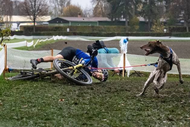 The Canicross World Championships at the Pardubice racecourse, organized under the auspices of the International Canicross Federation (ICF), Pardubice, Czech Republic, November 9, 2025. Men s bikejoring. (CTKxPhoto DavidxTanecek) CTKPhotoP2025110904443  CTKPhotoP2025110904443