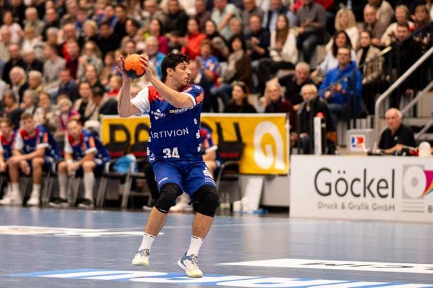 Yonatan Dayan (HBW Balingen Weilstetten, 34), HBW Balingen Weilstetten vs. TuSEM Essen, Handball, 2. Bundesliga, 10. Spieltag, Saison 2025 2026, 09.11.2025 Eibner-Pressefoto Andreas Ulmer HBW Balingen Weilstetten vs. TuSEM Essen, Handball, 2. Bundesliga, 10. Spieltag, Saison 2025 2026, 09.11.2025 Balingen Copyright: xEibner-Pressefoto AndreasxUlmerx EP_AUR