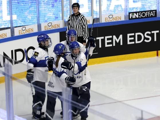 Team Finland s players celebrates a goal during ringette world championships final match Finland vs Canada in Lahti on November 9, 2025. Lahti Finland LKFTVX20251109185844JINB  Copyright: xPepexKorteniemix LKFTVX20251109185844JINB
