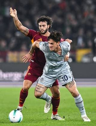 As Roma 09 11 2025 - campionato di calcio serie A Roma-Udinese foto Antonello Sammarco Image nella foto: Nicolo Zaniolo-Mario Hermoso 