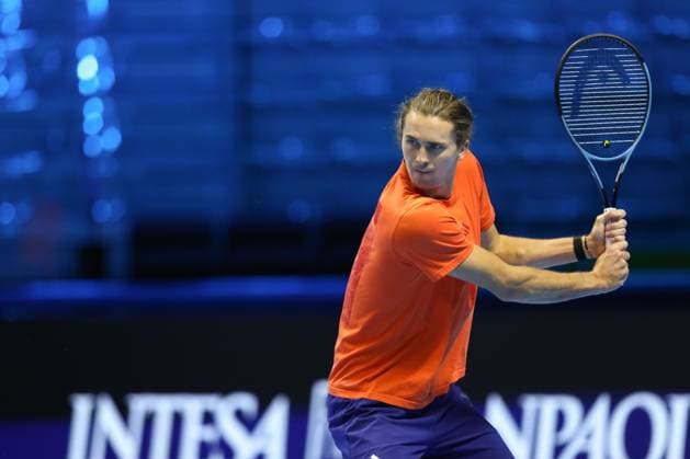 November 9, 2025, Turin, Piedmont, Italy: ALEXANDER ZVEREV of Germany trains ahead of playing his first Men s Singles round robin game at the ATP, Tennis Herren Tennis Finals in Turin, Italy Turin Italy - ZUMAc179 20251109_zep_c179_158 Copyright: xMickaelxChavetx
