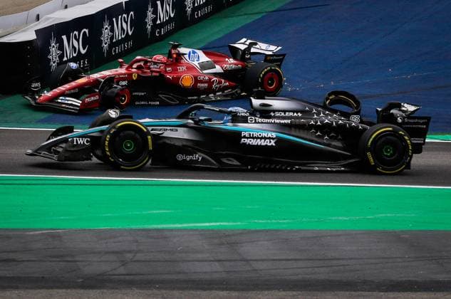 Grande Premio MSC Fórmula 1 Brasil SaO PAULO, SP - 09.11.2025: GRANDE PREMIO MSC FoRMULA 1 BRASIL - Brazilian Formula 1 Grand Prix MSC Cruises, in Sao Paulo, this Sunday (09) at the JosÃ Carlos Pace racetrack in Interlagos, south of the capital of Sao Paulo. In the photo, the car of the Scuderia Ferrari HP driver, Charles Leclerc (16), has a tire blown out after a crash. (Photo: Aloisio Mauricio Fotoarena) x2839045x  AloisioxMauricio