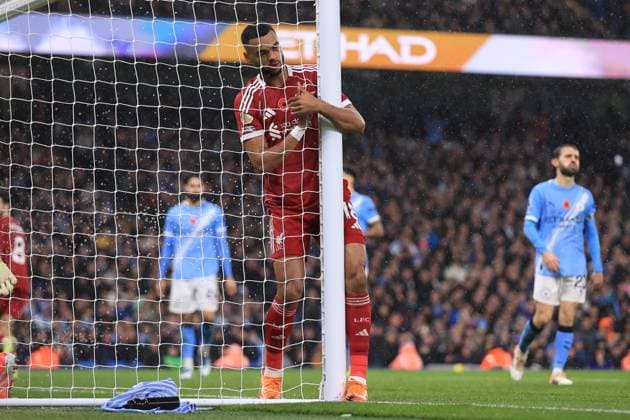 Manchester City v Liverpool 09 November 2025 Manchester - Premier League football - Manchester City v Liverpool - Cody Gakpo of Liverpool reacts after missing a chance - (Photo by Simon Stacpoole). Manchester UK Copyright: xSimonxStacpoolexOffside