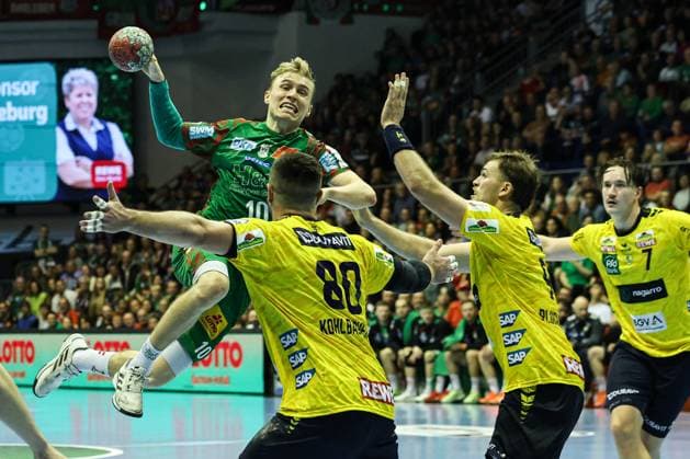 Gisli Kristjansson (SC Magdeburg,10) - Handball Bundesliga Saison 2025-2026 SC Magdeburg vs. Rhein Neckar Löwen in der GETEC Arena in Magdeburg - Aktion,Handball,Deutschland,09.11.2025