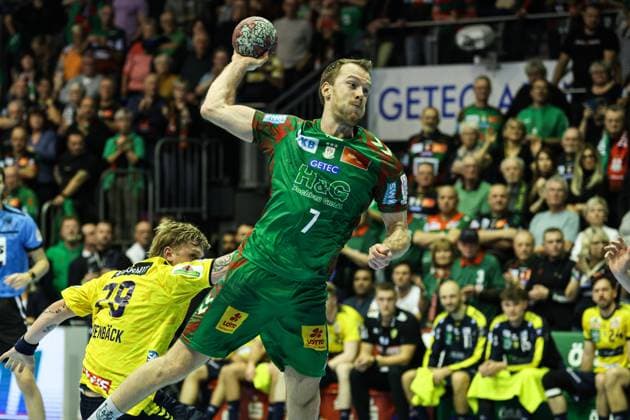 Felix Claar (SC Magdeburg,7) - Handball Bundesliga Saison 2025-2026 SC Magdeburg vs. Rhein Neckar Löwen in der GETEC Arena in Magdeburg - Aktion,Handball,Deutschland,09.11.2025