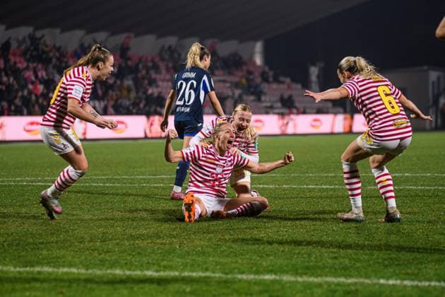 COLOGNE, GERMANY - 9 NOVEMBER, 2025: Pauline Bremer, Anna Gerhardt, Sandra Maria Jessen, Weronika Zawistowska - The football match of Frauen Bundesliga 1. FC Koeln vs TSG Hoffenheim at Franz Kremer Stadium.  Copyright: xVITALIIxKLIUIEVx