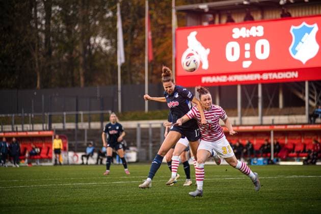 COLOGNE, GERMANY - 9 NOVEMBER, 2025: Franziska Harsch, Marina Hegering - The football match of Frauen Bundesliga 1. FC Koeln vs TSG Hoffenheim at Franz Kremer Stadium.  Copyright: xVITALIIxKLIUIEVx