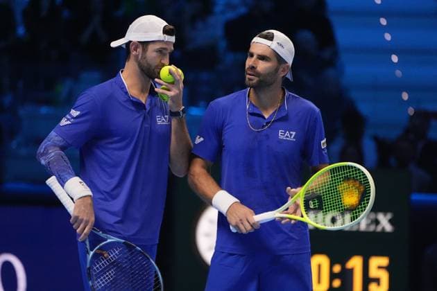 Andrea Vavassori and Simone Bolelli (Italy) during the match againts Julian Cash and Lloyd Glasspool (Greath Britain) during Nitto ATP, Tennis Herren Finals 2025, International Tennis match in Turin, Italy, November 09 2025  Copyright: xClaudioxBenedetto IPAxSportx xipa-agency.netx xx IPA_67763584 IPA_Agency_IPA67763584