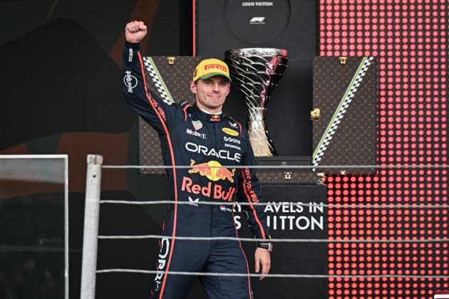 Max Verstappen of Red Bull on the podium after the F1 Grand Prix of Brazil at Autodromo Jose Carlos Pace on November 09, 2025 in Sao Paulo, Brazil. (Photo by Richard Callis SPP) Copyright: xRichardxCallis SPPx Sportspressphoto_SPR59961
