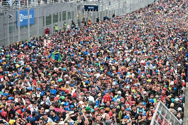 A general view of the fans of Formula 1 during the podium after the F1 Grand Prix of Brazil at Autodromo Jose Carlos Pace on November 09, 2025 in Sao Paulo, Brazil. (Photo by Richard Callis SPP) Copyright: xRichardxCallis SPPx Sportspressphoto_SPR59985