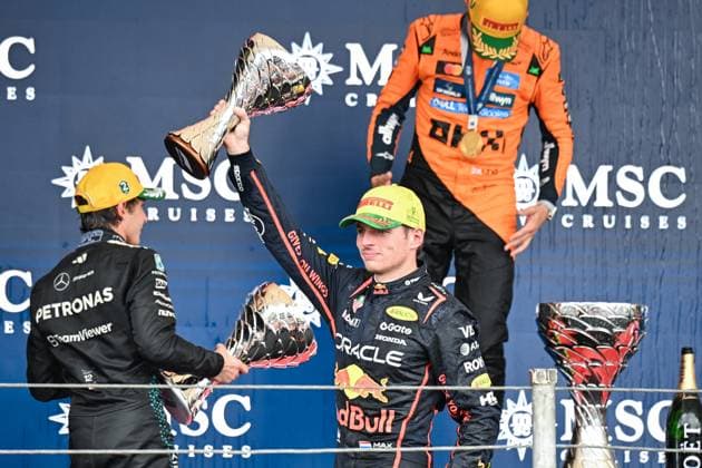 Max Verstappen of Red Bull on the podium after the F1 Grand Prix of Brazil at Autodromo Jose Carlos Pace on November 09, 2025 in Sao Paulo, Brazil. (Photo by Richard Callis SPP) Copyright: xRichardxCallis SPPx Sportspressphoto_SPR59986