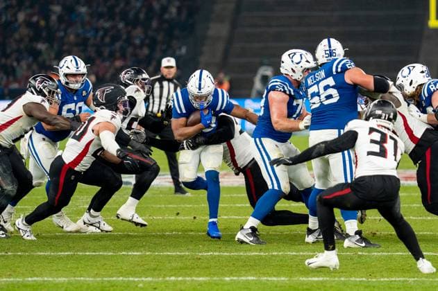 Deutschland, American Football, NFL, American Football Herren, USA Week 10, 2025 2026, Indianapolis Colts - Atlanta Falcons am 09.11. in Berlin (Olympiastadion): Jonathan Taylor (RB, Indianapolis Colts) Copyright: xSvenxHeidmannx