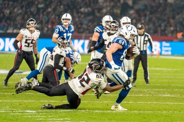 Deutschland, American Football, NFL, American Football Herren, USA Week 10, 2025 2026, Indianapolis Colts - Atlanta Falcons am 09.11. in Berlin (Olympiastadion): Tyler Warren Copyright: xSvenxHeidmannx