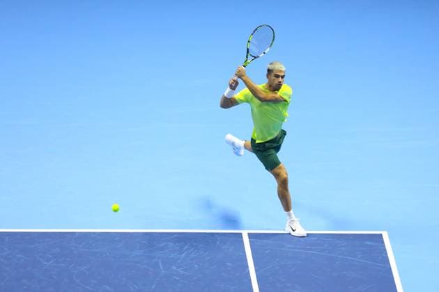 November 9, 2025, Turin, Piedmont, Italy: CARLOS ALCARAZ of Spain waves at the fans after his win against ALEX DE MINAUR of Australia 7:6, 6:2 in the Men s Singles round robin game of the ATP, Tennis Herren Tennis Finals in Turin, Italy Turin Italy - ZUMAc179 20251109_zep_c179_099 Copyright: xMickaelxChavetx