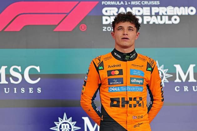 9th November 2025; Sao Paulo, Brazil: First-placed winner Lando Norris (GBR) McLaren F1 Team MCL39 Mercedes celebrate after the F1 Grand Prix of Brazil at Autodromo Jose Carlos Pace  HeulerxAndrey