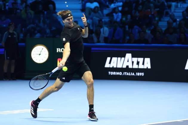 Alexander Zverev vs Ben Shelton Alexander Zverev of Germany in action during the Round Robin singles match between Alexander Zverev of Germany and Ben Shelton of Usa on Day One of the Nitto ATP, Tennis Herren World Tour Finals. Turin Inalpi Arena Italy Copyright: xMarcoxCanonierox