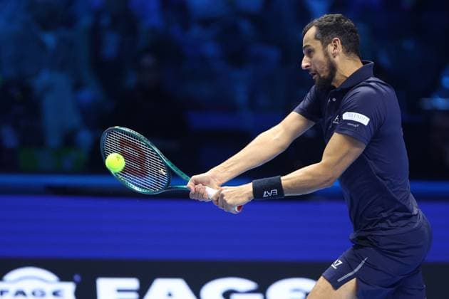 Mate Pavic (Croatia) controls the ball, Day 2, Nitto ATP, Tennis Herren Finals 2025, INALPI Arena, November 10, 2025, Turin, Italy.