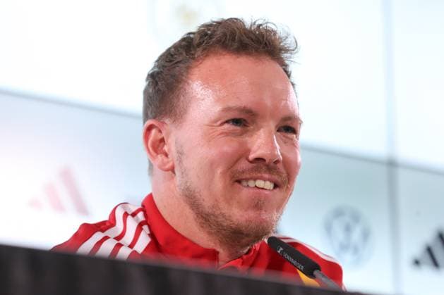 10.11.2025, xtgx, Fussball Nationalmannschaft, Pressekonferenz mit Bundestrainer Julian Nagelsmann emspor, v.l. Julian Nagelsmann (DFB) Portrait, Portraet, Einzelbild (DFL DFB REGULATIONS PROHIBIT ANY USE OF PHOTOGRAPHS as IMAGE SEQUENCES and or QUASI-VIDEO) Wolfsburg